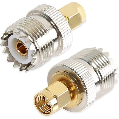 Adaptador UHF hembra a SMA macho, conector coaxial RF SO239 (PL259), adaptador de antena portátil, convertidor de radio bidireccional PL-259 (paquete de 2)