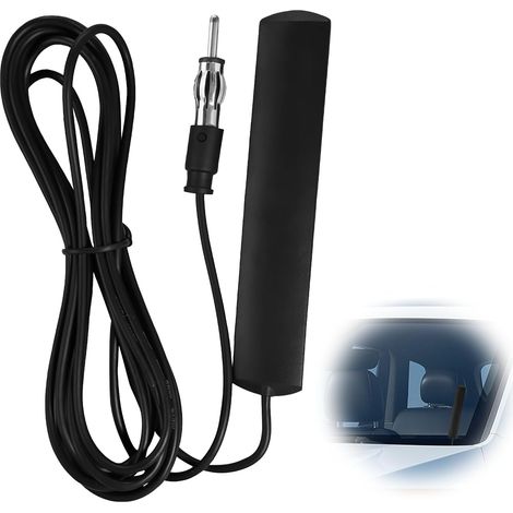 Antenne Adhésive Pare Brise, Antenne Autoradio Voiture AM FM Universelle avec Câble 3 Mètres Fiche DIN, Installation sur Pare-Brise pour Remplacer ou Améliorer Réception Radio, Compatible avec Camion (1/5)