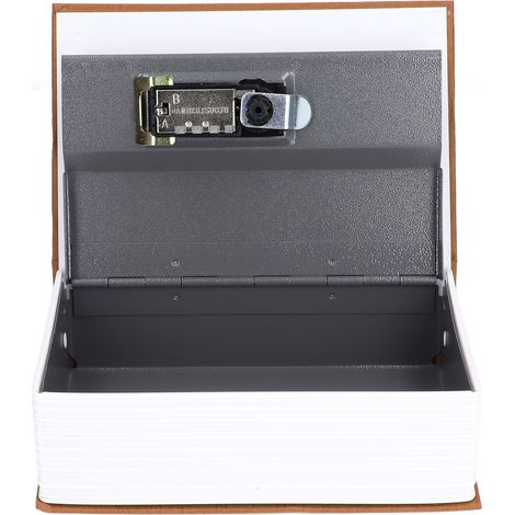 Coffre-fort en acier en forme de livre classique secret avec cadenas à code, boîte de rangement domestique marron (1/5)