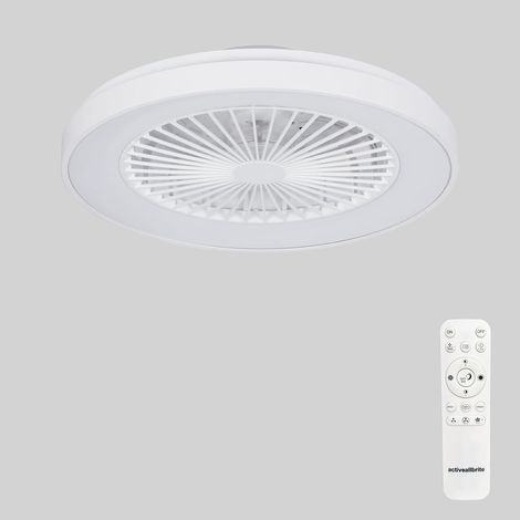 Ceiling fan white, DC 20W motor, adjustable wind speed with remote control, suitable for bedroom, children's room. (1/5)
