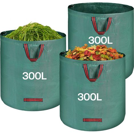 Sac à Déchets Verts 3x300L Réutilisable - Sac Jardin avec Poignées pour Feuilles Mortes et Végétaux - Pliable et Résistant (1/5)