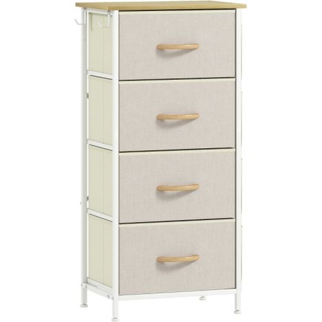 Beige Fabric Drawer Chest with Four Storage Bins for Organized Home Décor and Easy Access (1/5)