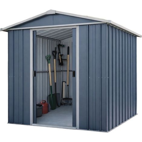 Abri de jardin métal gris Yardmaster 3,85 m² + kit d'ancrage (1/7)