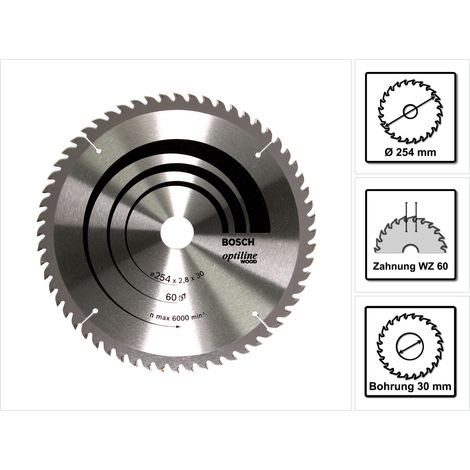 Hoja de sierra circular Optiline Wood 254 x 30 x 28 mm 60  BOSCH 2608640444 (1/5)
