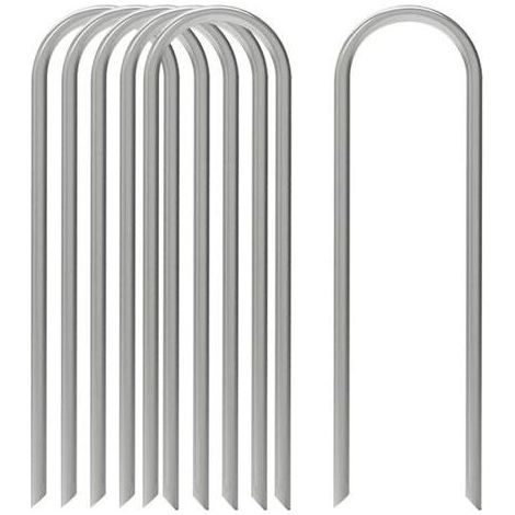 Lot de 6 agrafes rondes de 12 pouces pour grillage de jardin, pointes pour tuyaux suintants, agrafes pour tissu paysager, piquets de barrière contre les mauvaises herbes pour pelouse (1/4)
