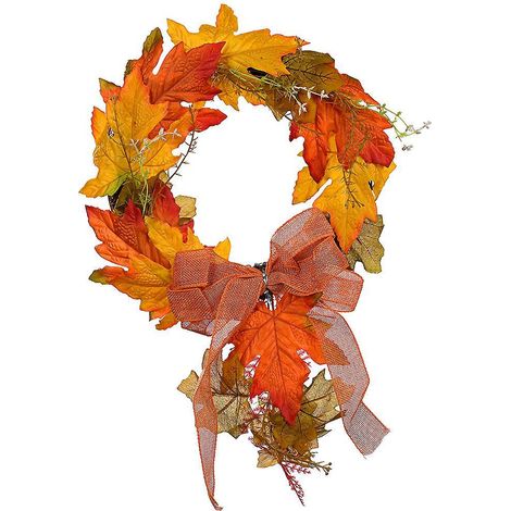 35cm-autumn Colours Rattan Wreath Wall Decoration Home Decoration Harvest Festival Hanging Decoration Simulation Maple Leaf Wreath Door Hanging (1/3)