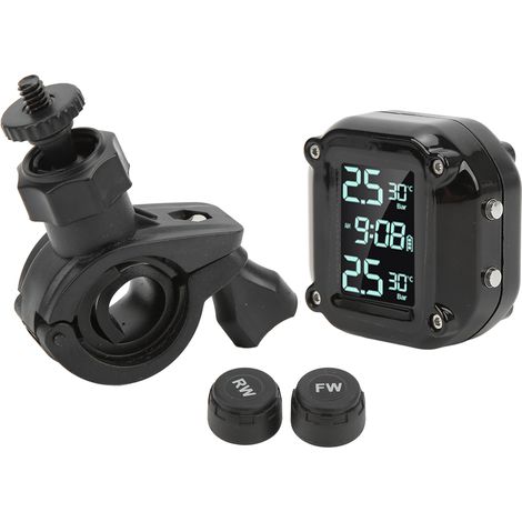 Motorrad-Reifendrucksensor mit 2 Sensoren, LCD-Bildschirm, USB-Anschluss, IP67 wasserdicht, TPMS für sicheres Fahren (1/5)