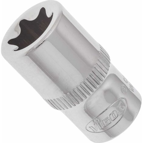 VIGOR Innenvierkant Antrieb 6,3 = 1/4 Zoll TX Steckschlüssel-Einsatz Außen TX Profil V2723 Vierkant hohl 6,3 mm (1/4 Zoll) Außen TX Profil E11 Gesamtlänge: 24.8 mm (1/3)