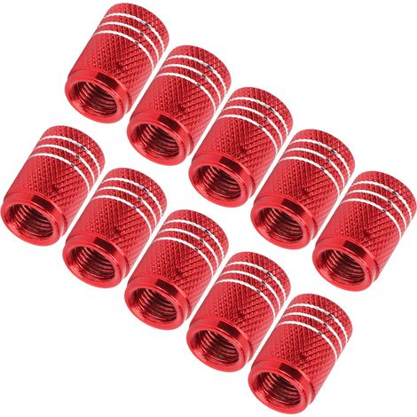 10 Reifenventilkappen mit Totenkopfmotiv, universell passend für Autos, SUVs, Motorräder, LKWs und Fahrräder, Rot (1/5)