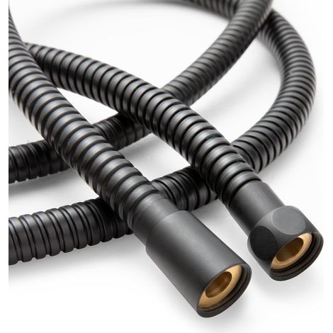 Flexible de Douche 1.6 m, Avec Protection Anti-torsion, Grand Flexible Douche de 11 mm de Diamètre,Tuyau Douche de Rechange Haute Pression en Acier Inoxydable, Noir (1/5)