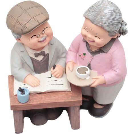 Statue Couple Personnes Âgées Résine Ornement Romantique pour Bureau et Salon Cadeau pour Anniversaire et Fête des Parents Décoration Élégante pour Étagère (1/5)