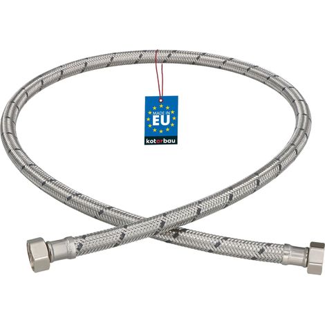 KOTARBAU® Flexible Robinet 3/8"x3/8" - Tuyau Robinet 100cm - Acier Inoxydable - Rallonge Robinet Cuisine Flexible - Tuyau Robinet Cuisine Flexible - Tuyau Flexible Plomberie - Argent (1/4)