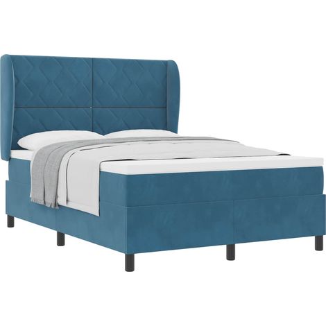Maison Exclusive - Letto a molle con testiera Blu Scuro 190 x 140 cm Velluto (1/5)