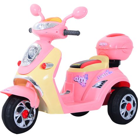 Scooter électrique enfant 3 ans 6V – Métal et polypropylène – 108x51x75 cm – Rose et Blanc (1/5)