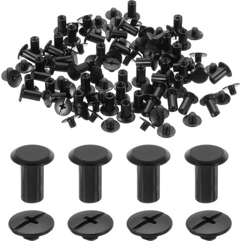 Vis Chicago Métal Tête Phillips Clous Rivets Noir M5 x 9mm 50set (1/5)