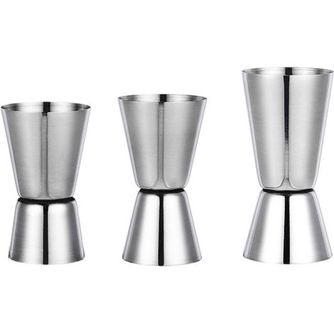 Lot de 3 doseurs doubles pour cocktails, en acier inoxydable, pour barmans et barmans.