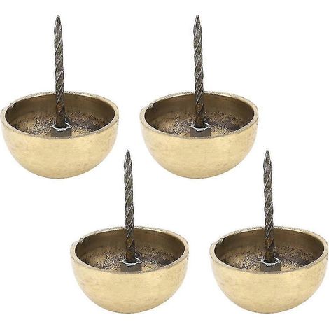 Lot de 4 clous de tapissier à tête ronde en laiton antique, accessoires décoratifs pour canapé et meubles, 3 à 6 cm, couleur laiton. (1/5)