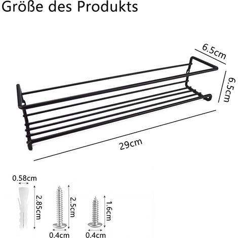 Gewürzregal Wand 4-Etagen Gewürz Organizer Ohne Bohren,Gewürzregal Hängend, Wand Küchenregal aus Metall für Küche, Schrank, Schranktür, Speisekammertür Badezimmer Schwarz,29 x 6.5 x 6.5 cm