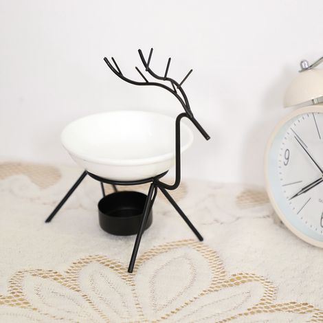 Brûleur d'huiles essentielles en fer forgé en forme de cerf, porte-bougie décoratif pour la maison (1/5)
