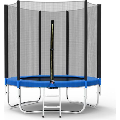 6FT/Ø183 cm Trampoline Exterieur Enfant et Adulte Jeux d'Extérieur Noir Bleu Avec Filet de sécurité+échelle (1/5)