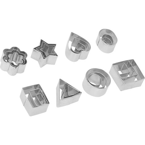 Ensemble de 24 moules à biscuits en acier inoxydable, mini emporte-pièces en métal, formes géométriques pour gâteaux et collations. (1/5)