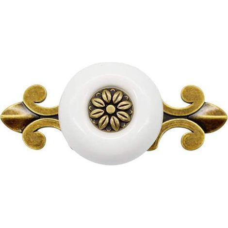 AIDUCHO Juego de 2 tiradores de cerámica estilo vintage para puertas, armarios y cajones, ideales para cocina, salón o dormitorio, con tornillos de 2,5 cm, color blanco. (1/5)