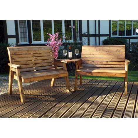 Hand Made 4 Seater Chunky Rustic Wooden Furniture Set 2 Benches With Angled Tray (1/5)
