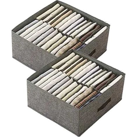 Organiseur de vêtements de placard 2 pièces à 24 compartiments - Organisation et rangement de placard pour t-shirts et jeans (1/4)