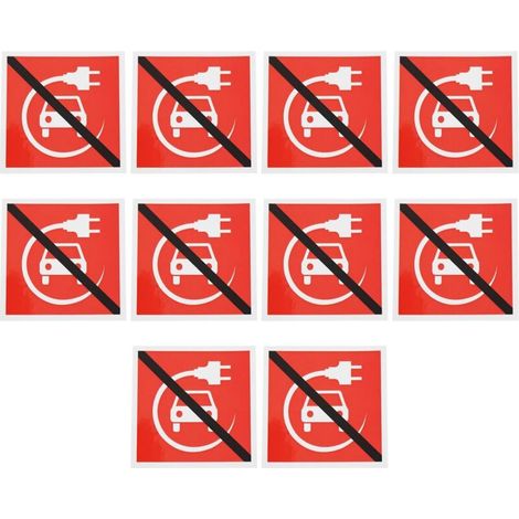 Pack of 10 Electric Vehicle Charging Warning Signs Glossy Waterproof PVC Stickers 50 x 50 mm (1/5)
