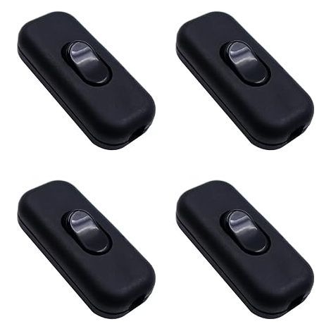 Black Bedside Lamp Rocker Switch 250V Wire Wire Inline Lamp Intermediate Switches for Small Appliances Desk and Bedside Lamps (1/2)