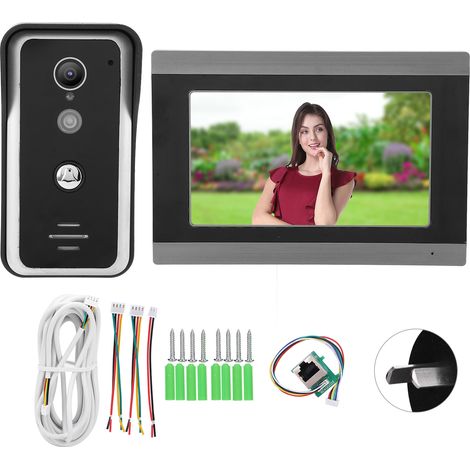 Kit sonnette vidéo filaire 7 pouces TFT LCD, vision nocturne, WiFi, compatible TUYA APP, système de contrôle d'accès AC100-240V, prise AU (1/5)