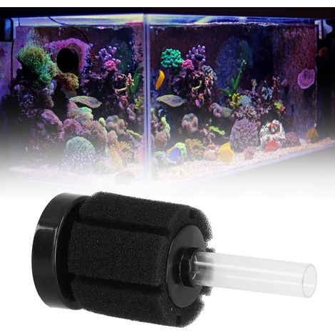 Filtro bioquímico silencioso de esponja para acuarios con aireación: material filtrante de plástico y esponja para acuarios (102 g, 12,7 x 5,2 cm) con manguera corta. (1/5)