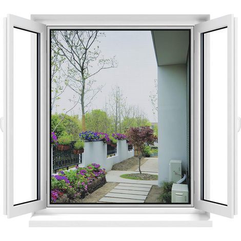 Moustiquaire Transparente Universelle pour Fenêtre/Maille Lavable Moustiquaire Ajustable, Bricolage, Taille Maximale de la Fenêtre 130x150cm (Lot de 2, Noir) (1/5)