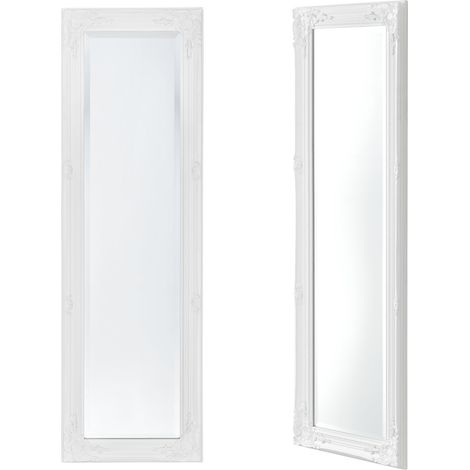 Wandspiegel Livorno 132x42 cm Ganzkörperspiegel im Eukalyptusholz Rahmen Antik Weiß [en.casa]