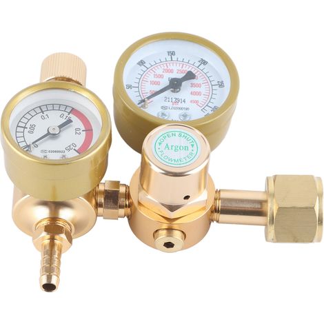 Détendeur argon/CO2 0 à 4500 PSI CGA580, entrée filetée femelle 15/16 po, sortie 1/4 po, laiton, manomètre pour soudage TIG/MIG.