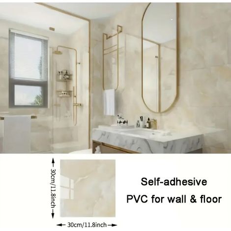 (Style 4, 10 pièces - 30 x 30 cm) Sticker de sol imitation marbre en PVC, autocollant mural, imperméable (1/4)