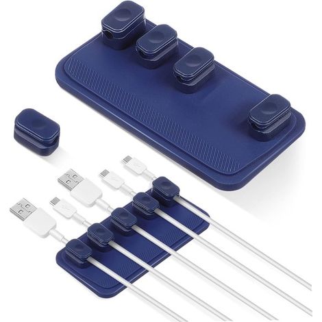 Ensemble de 5 attaches magnétiques pour câbles - Bleu - Attaches pour câbles - 3 tailles différentes (1/5)