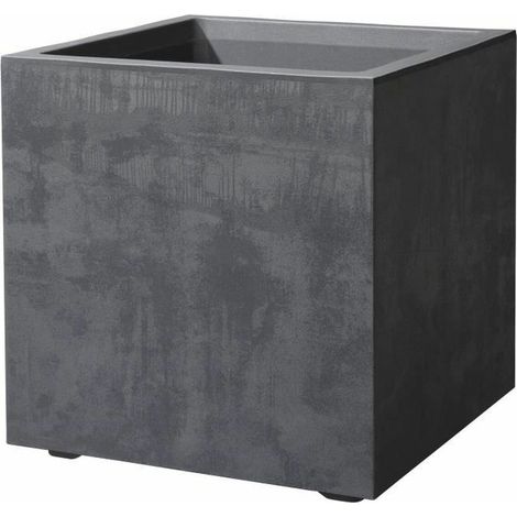 fioriera da esterno deroma "millenium" forma cubica in resina colore antracite, 39x39x39 cm