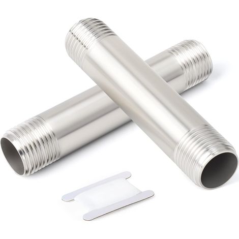 2 Pièces 3/8" BSP Mâle x 200mm Raccord de Rallonge de Tuyau, Adaptateur Droit en Acier Inoxydable 304 Connecteur pour Eau, Air, Gaz et Plomberie (1/5)