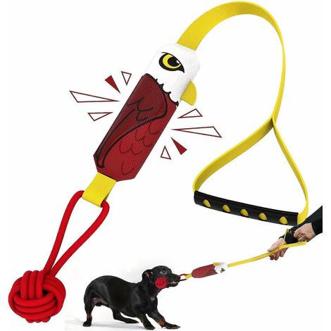 Jouet de traction couinant pour chiens de taille moyenne et grande – Jouet à tirer interactif avec tête d'aigle, corde durable résistante à la mastication pour l'entraînement au tir à la corde, dents (1/5)