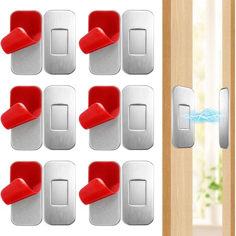 Lot de 6 Aimant Porte Placard, Loqueteau Magnétique Ultra Fin, Sans Perçage Aimant Autocollant Fermeture de Porte Magnétique Ultra-Fine Pour Armoires de Cuisine (1/5)