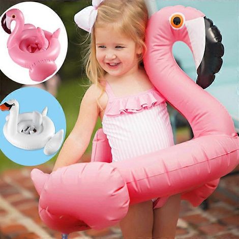Bouée gonflable flamant rose cygne avec pare-soleil, utilisable comme siège auto ou jouet aquatique pour les bébés de 0 à 4 ans. Modèle flamant rose, sans pare-soleil. (1/5)