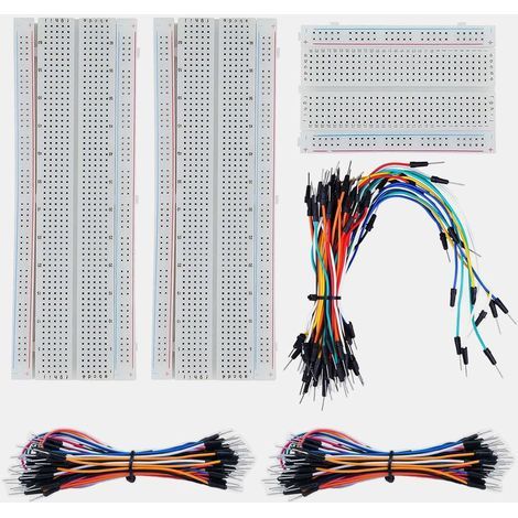3 Pièces 400&830 Points Mini Breadboard Solderless, Steckbrett Elektronik Plaque d'essai Electronique, Prototype Board Lötbares + 195 Pièces Fils de Cavalier de Planche à Pain (1/5)