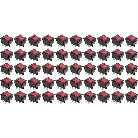 50 interrupteurs à bascule miniatures 4 broches 2 positions en laiton rouge, 125/250V, haute intensité, paquet de 50 pièces pour bateau (1/5)