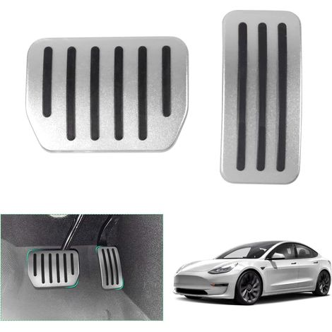 Pedali dell'acceleratore e del freno Tesla Model Y Juniper 2025 2026/ Model 3 2022-2025 2026, copripedali Model 3 Highland, copripoggiapiedi, accessori Tesla Model Y 2025 (argento)