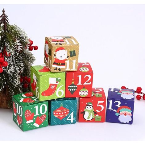Cestino natalizio riempibile, 24 scatoline decorative per le feste da utilizzare come calendario dell'Avvento. Per rossetto, gioielli, piccoli giocattoli. (1/5)
