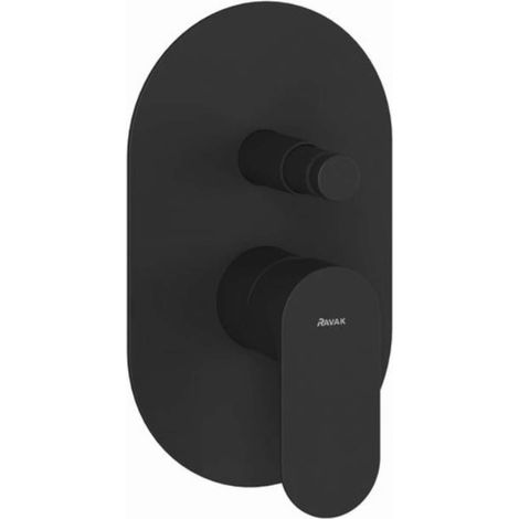 Ravak Eleganta - Grifo empotrado para 2 dispositivos, con cuerpo de montaje, negro mate X070298 (1/4)