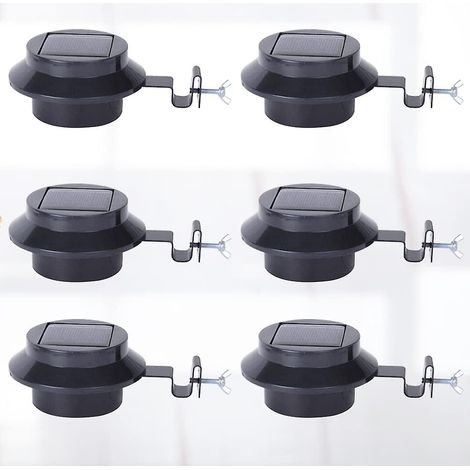 Lot de 6 lampes solaires pour gouttières, terrasses et clôtures extérieures avec détecteur de luminosité, appliques murales et de clôture, décoration lumineuse pour jardin, toit et gouttières. (1/4)