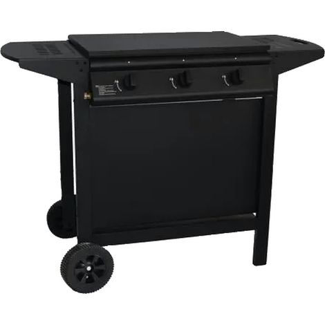 Barbecue à gaz 3 brûleurs en fonte noire – Capot de protection – Dimensions 73x52cm – Cuisson au gaz pour extérieur – Grill Garden (1/3)
