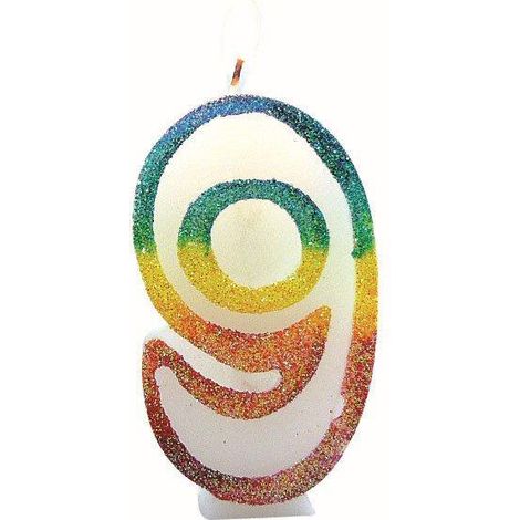 Ziffernkerze 9 Regenbogen 8cm - Eurobougie